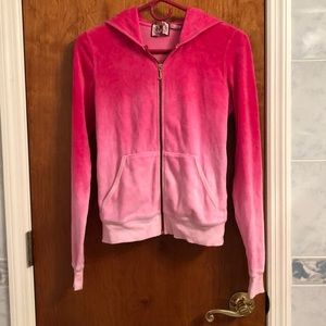Juicy Couture pink ombré gold zipper hoodie S
